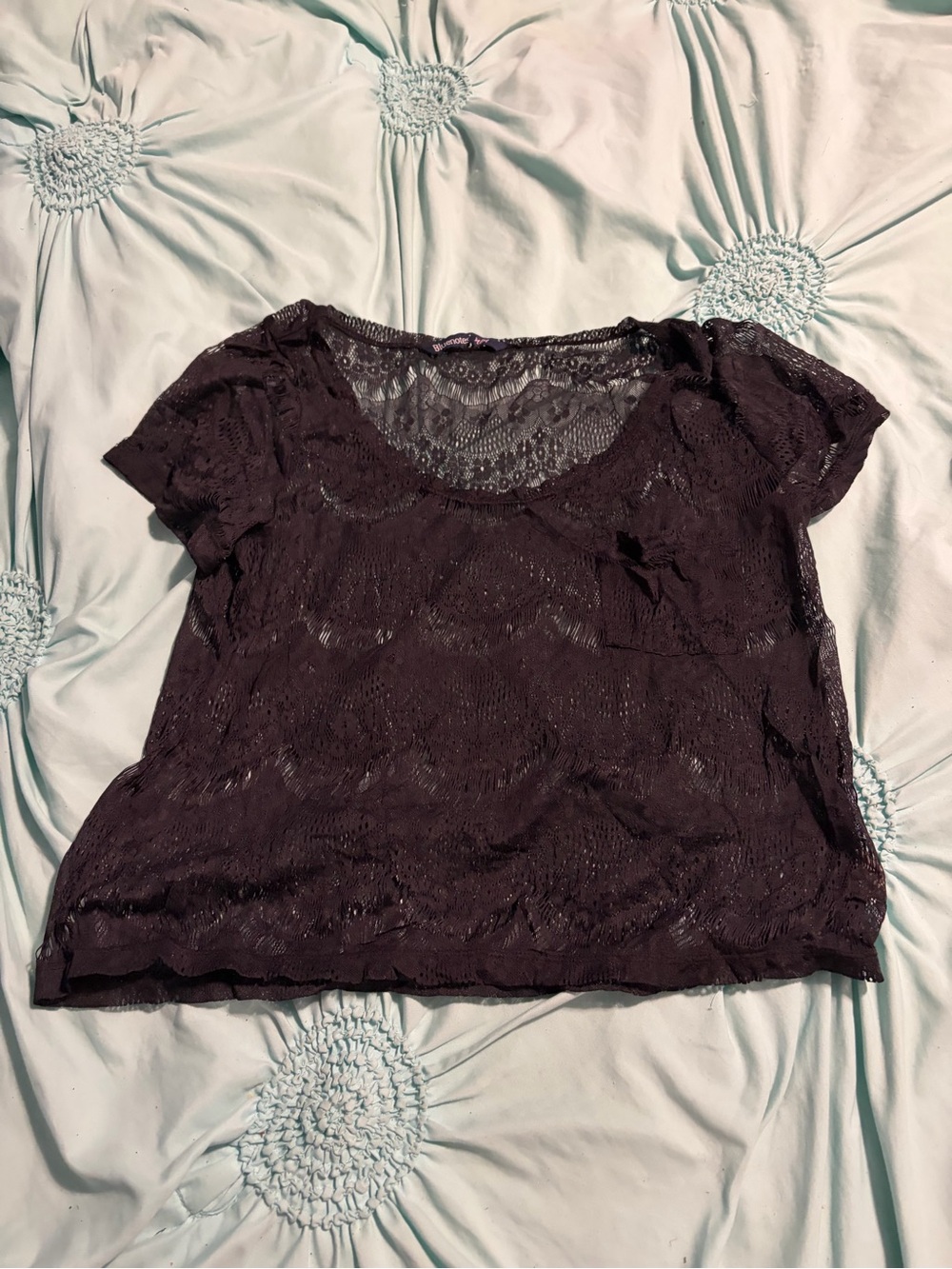 Bluenotes Purple Lace Short-Sleeve Scoop Neck Top